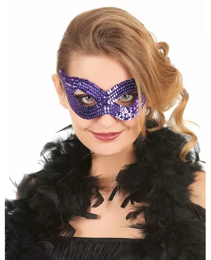Loup vénitien avec sequins violet adulte