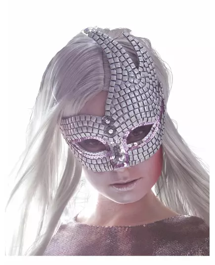 Zilverkleurig mozaïc Venetiaans masker voor volwassenen