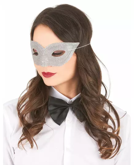 Zilverkleurig puntig Venetiaans oogmasker voor volwassenen