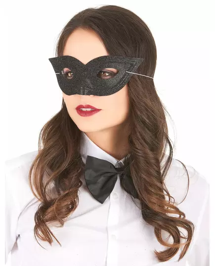 Zwart Venetiaans masker met glitters voor volwassenen