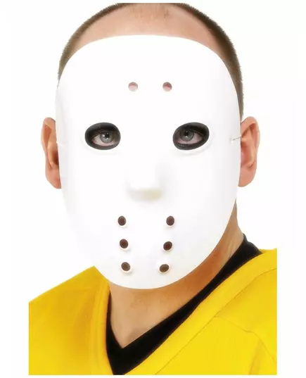 Masque de hockey blanc plastique adulte