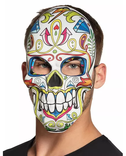 Wit Dia de los Muertos skelet masker