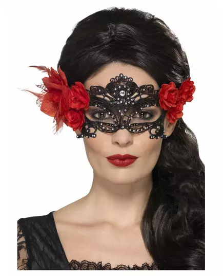 Masque dentelle noire Dia de los Muertos adulte