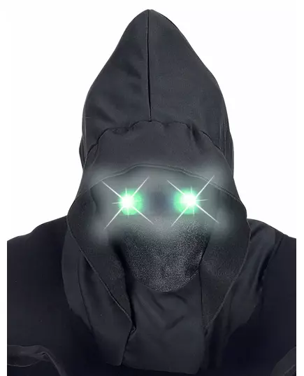 Onzichtbaar gezichtsmasker met capuchon en lichtgevende ogen groen volwassene