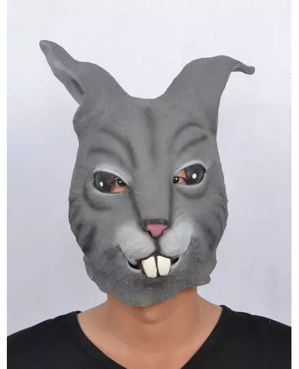 Masque latex lapin gris adulte