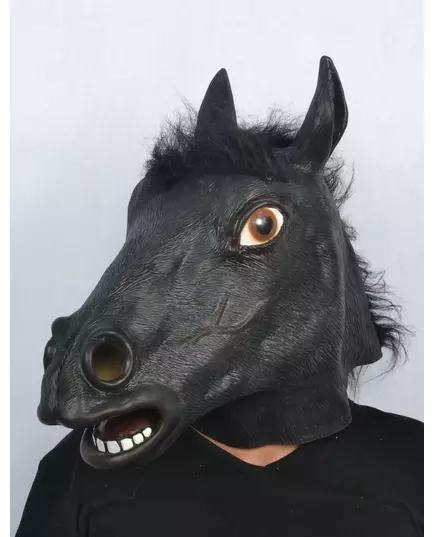 Zwarte paard masker voor volwassenen