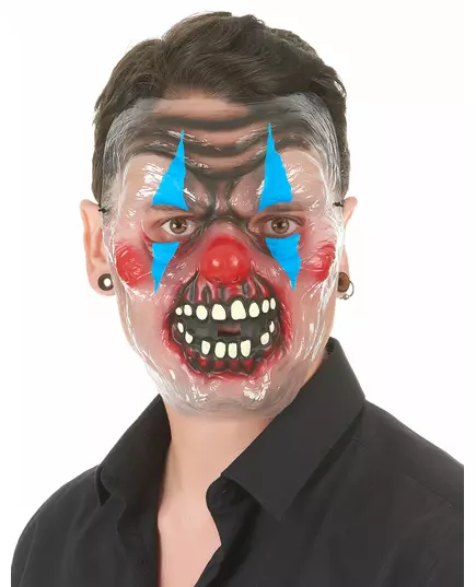 Masque transparent clown effrayant bicolore adulte