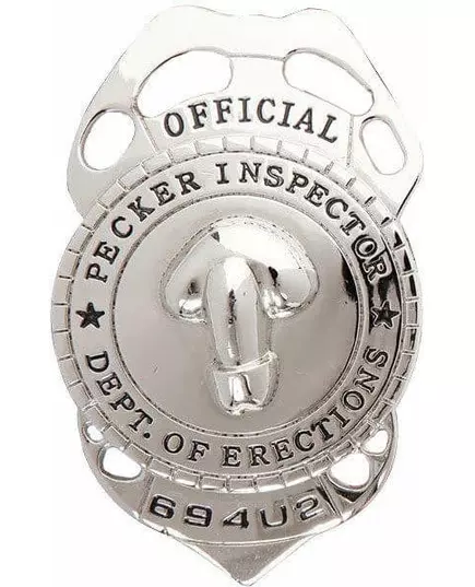 Zilverkleurige penis politie badge