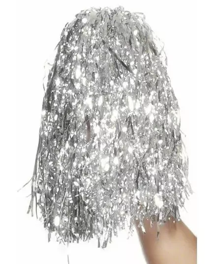 Zilverkleurige metallic pompons