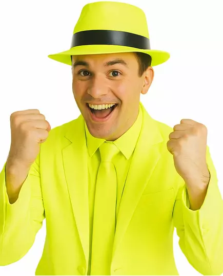 Fluo geel gangster hoed voor volwassenen