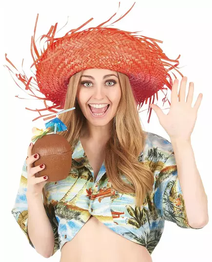 Chapeau Hawaï orange adulte