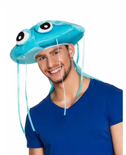 Chapeau méduse bleue en peluche adulte