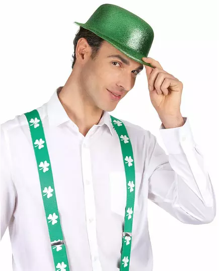 Chapeau melon vert pailleté adulte Saint Patrick