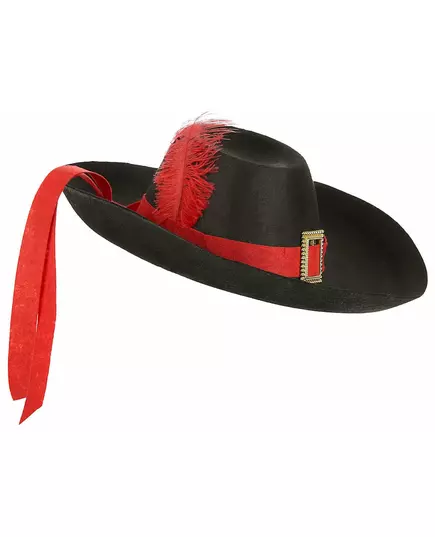 Chapeau mousquetaire noir et rouge adulte