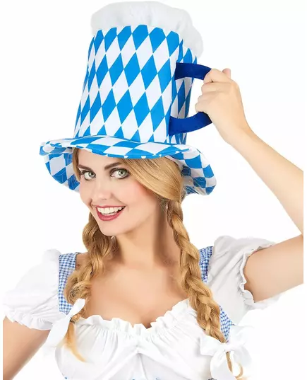 Chapeau pinte de bière en bleu et blanc adulte