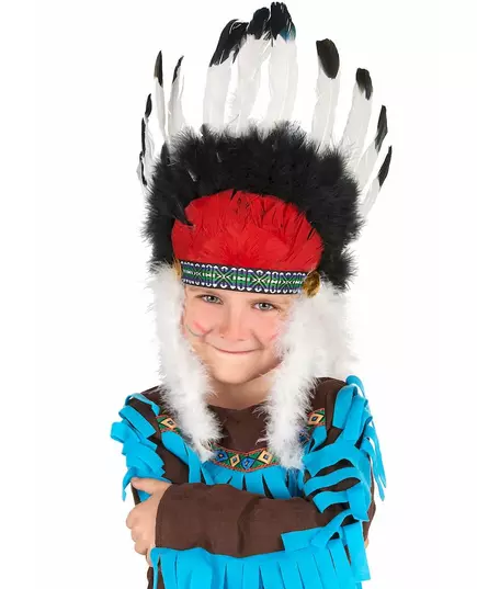 Coiffe chef indien avec plumes enfant