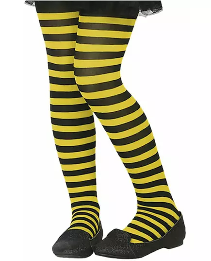 Zwart en geel gestreepte panty voor kinderen