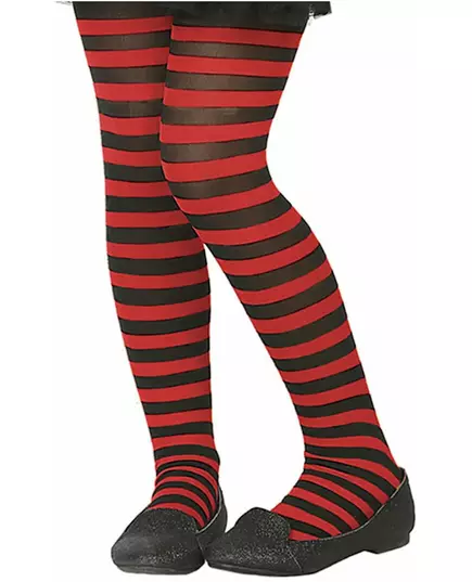 Rood en zwart gestreepte panty voor kinderen
