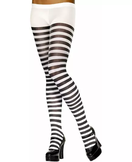 Zwart wit gestreepte panty voor volwassenen