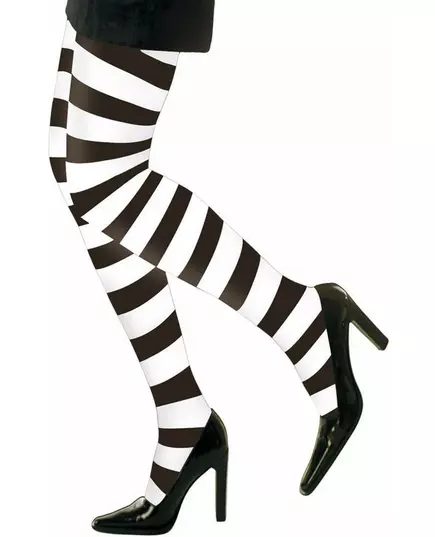 Collants rayés noir et blanc adulte