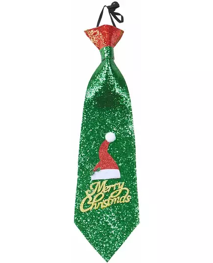 Vrolijk Kerstfeest groene stropdas met glitters