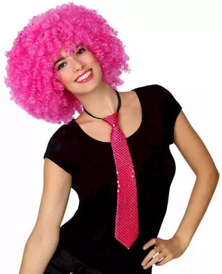 Cravate à sequins fushia adulte