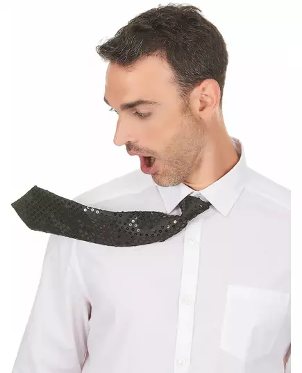 Cravate noire à sequins adulte