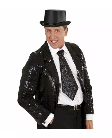 Zwarte glitter stropdas voor volwassenen