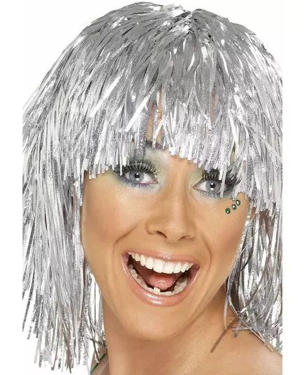 Metallic zilveren pruik voor volwassenen