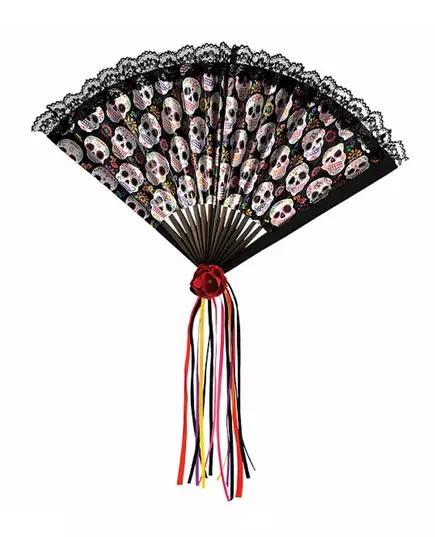 Eventail Dia de los muertos 42 cm adulte