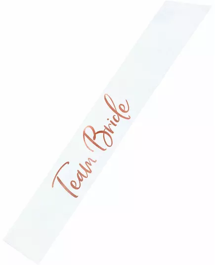 Echarpe en satin team bride blanche et rose gold 75 cm