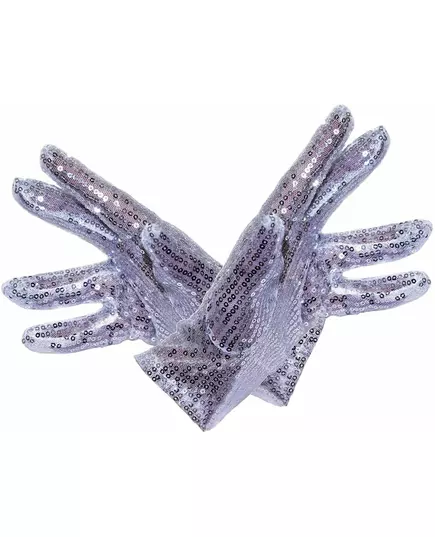 Gants courts argent à paillettes adulte
