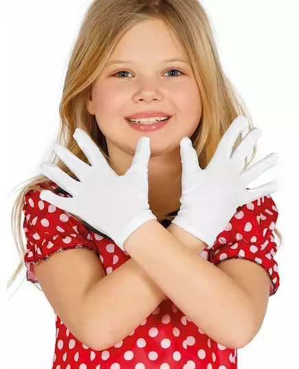 Korte witte handschoenen voor kinderen