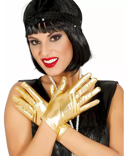 Korte goudkleurige metallic handschoenen voor vrouwen