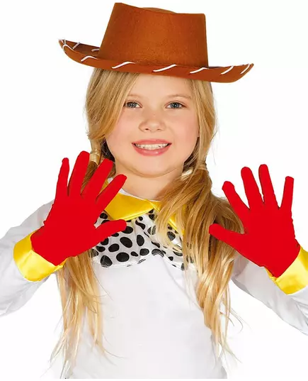 Rode korte handschoenen voor kinderen