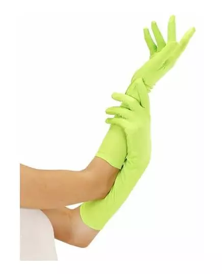 Gants longs verts fluo adulte