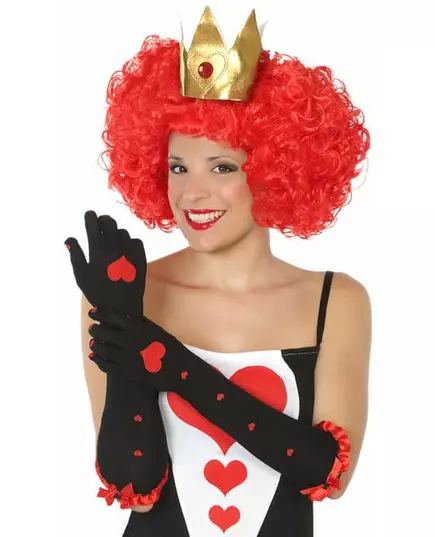 Gants long reine de coeur noir femme
