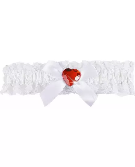 Jarretière sexy dentelle blanche coeur rouge femme