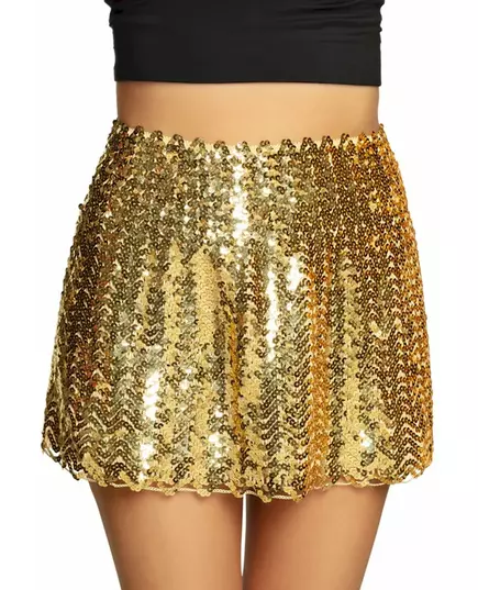 Jupe à sequins dorée femme
