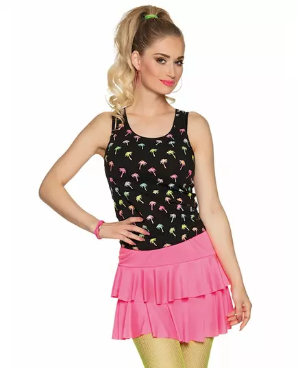 Jupe à volants rose fluo adulte