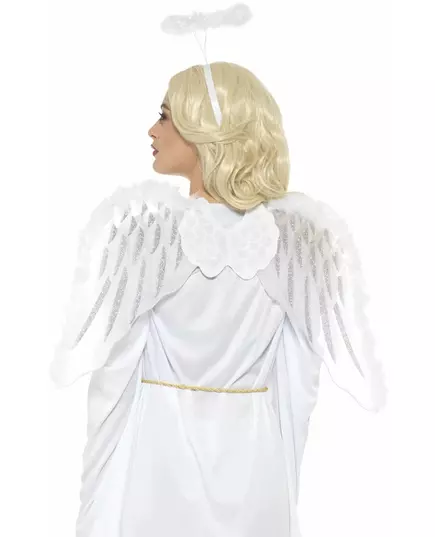 Kit ange blanc avec ailes et auréole adulte