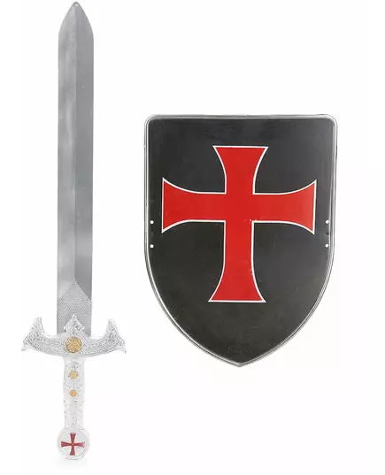 Kit bouclier et épée de chevalier croisé en plastique pour Enfant
