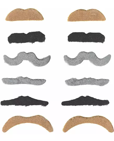 Lot de 12 moustaches adulte
