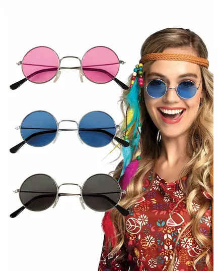 Lot de 3 lunettes rondes hippies adulte