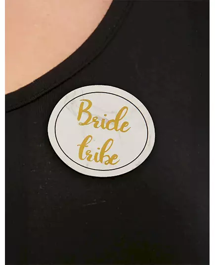 Lot de 5 badges pour EVJF blanc et or