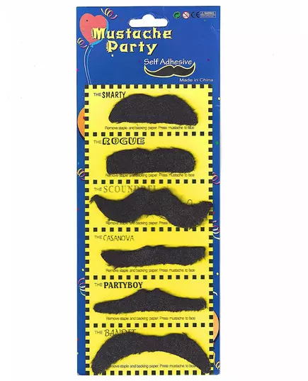 Lot de 6 moustaches adulte