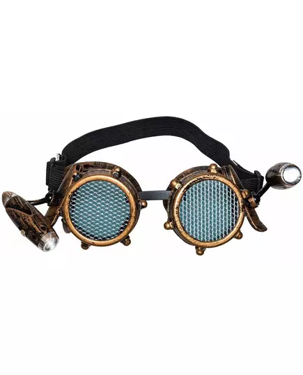 Steampunkbril voor volwassenen met hoofdlamp