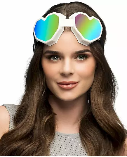 Lunettes de ski cœur blancs adulte