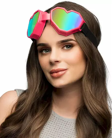 Lunettes de ski cœur roses adulte