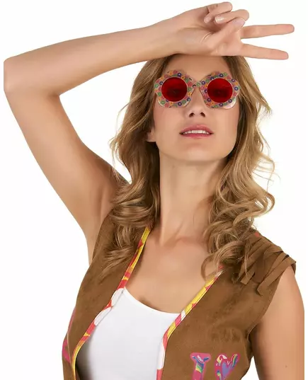 Lunettes Hippie fleur adulte